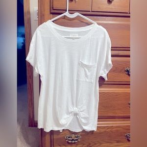 “White” Lou & Grey Knotted Softslub Pocket Tee, Size M